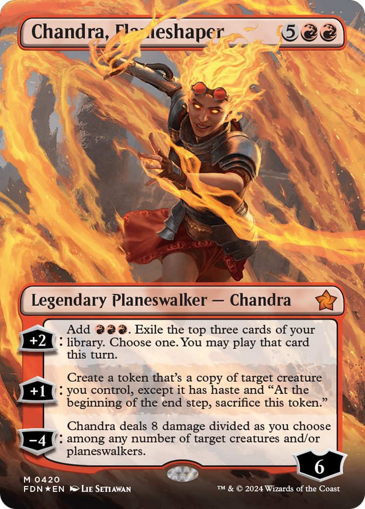 Chandra, Flameshaper (Borderless) (Mana Foil) [Foundations] | Good Games Cannington