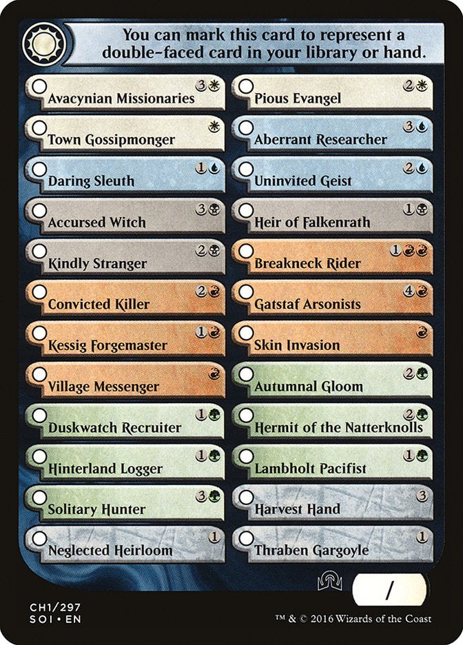 Shadows Over Innistrad Checklist 1 [Shadows over Innistrad Tokens] | Good Games Cannington