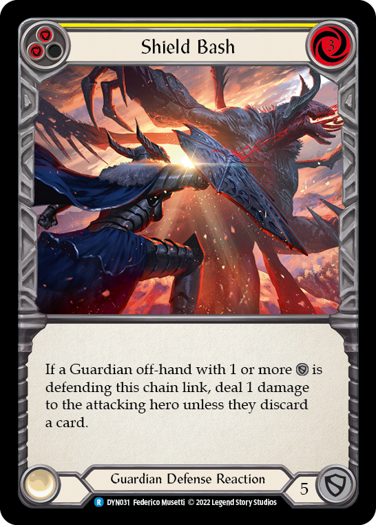 Shield Bash (Yellow) [DYN031] (Dynasty)  Rainbow Foil | Good Games Cannington