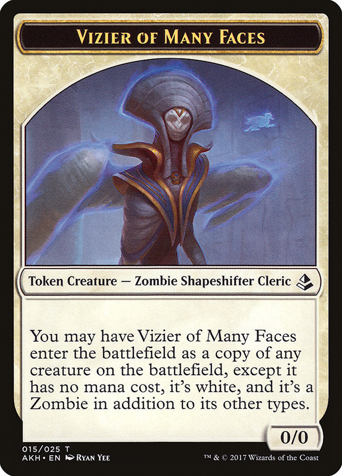 Vizier of Many Faces // Zombie Double-Sided Token [Amonkhet Tokens] | Good Games Cannington
