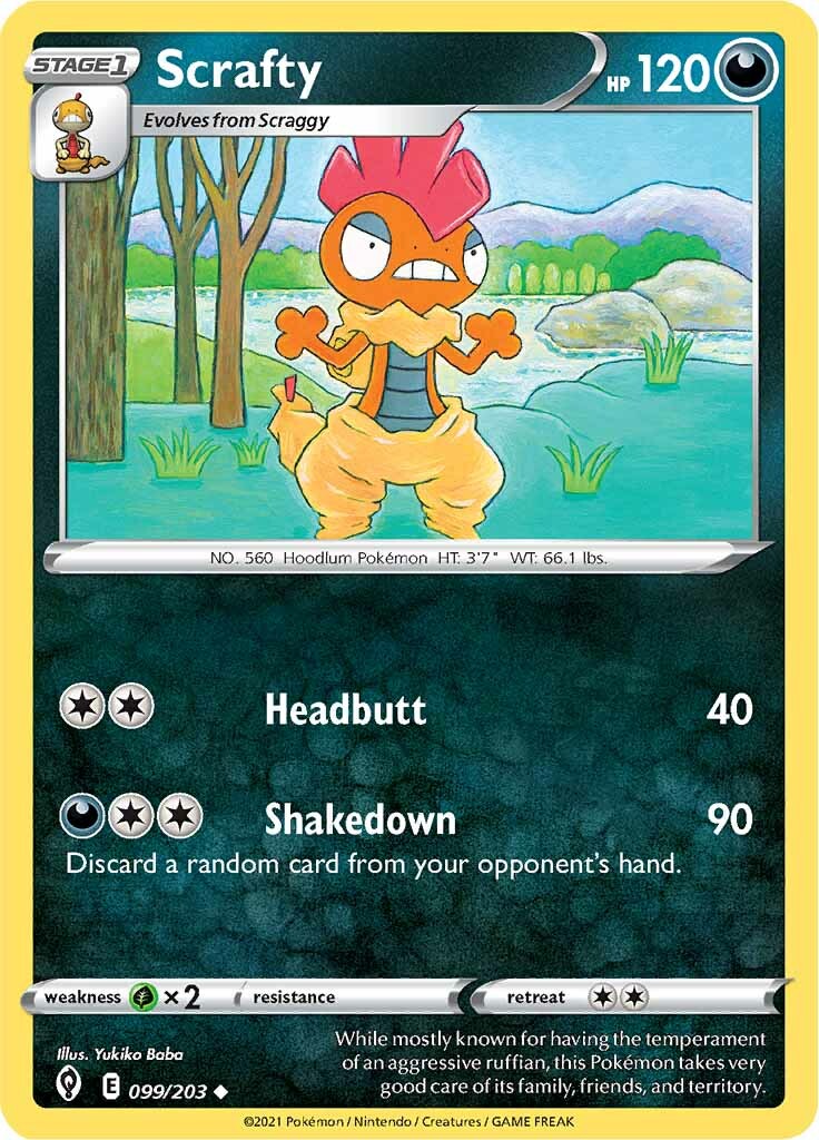 Scrafty (099/203) [Sword & Shield: Evolving Skies] | Good Games Cannington