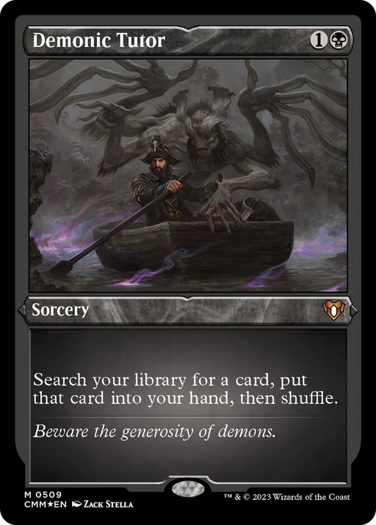 Demonic Tutor (Foil Etched) [Commander Masters] | Good Games Cannington