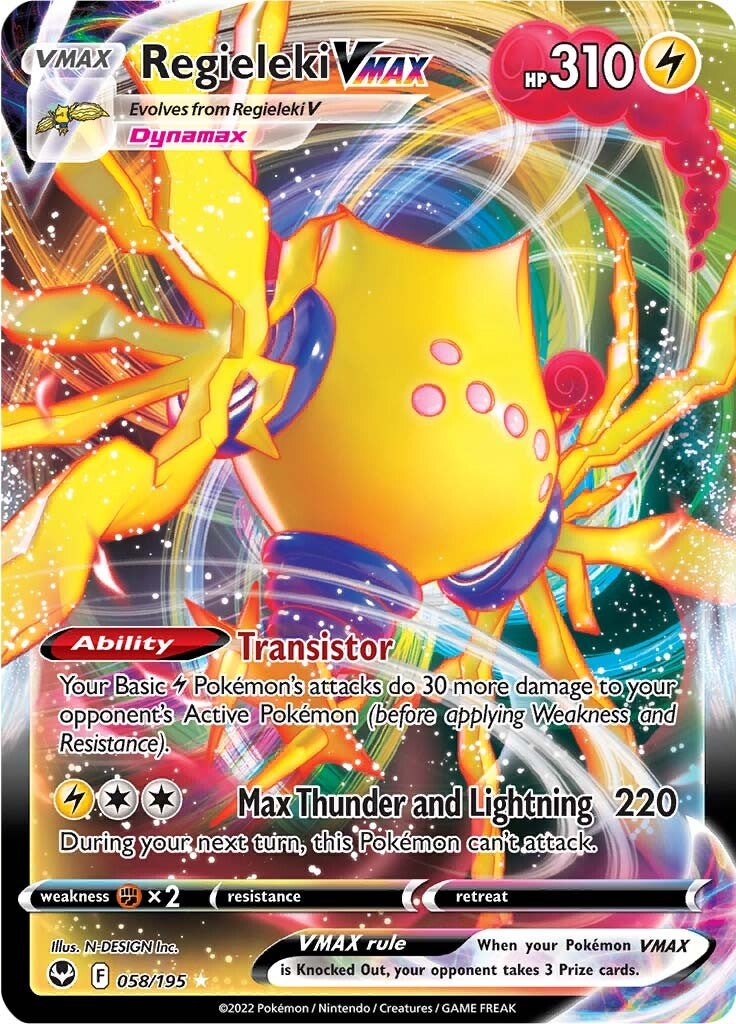 Regieleki VMAX (058/195) [Sword & Shield: Silver Tempest] | Good Games Cannington