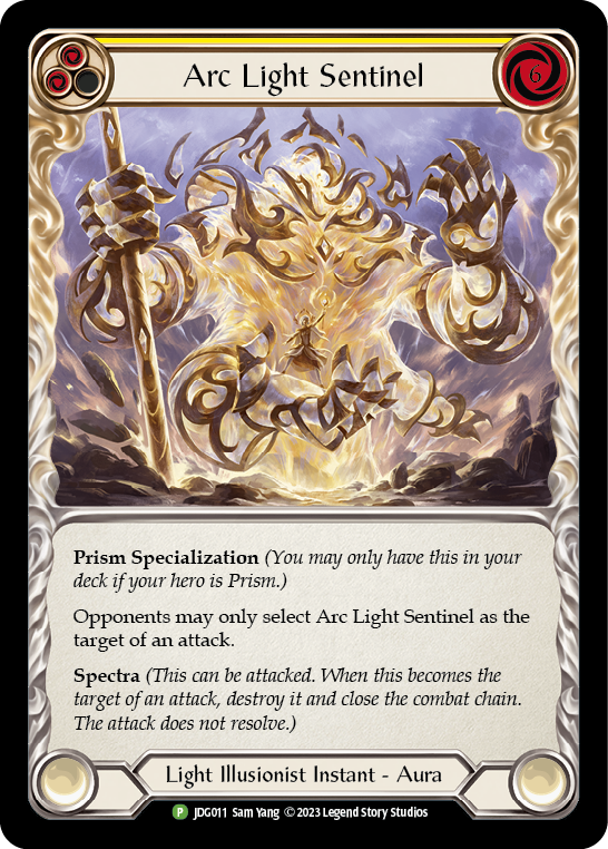 Arc Light Sentinel (Yellow) [JDG011] (Promo)  Cold Foil | Good Games Cannington