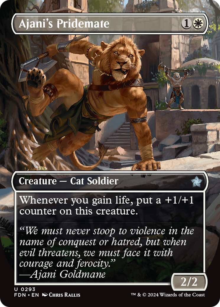 Ajani's Pridemate (Borderless) [Foundations] | Good Games Cannington
