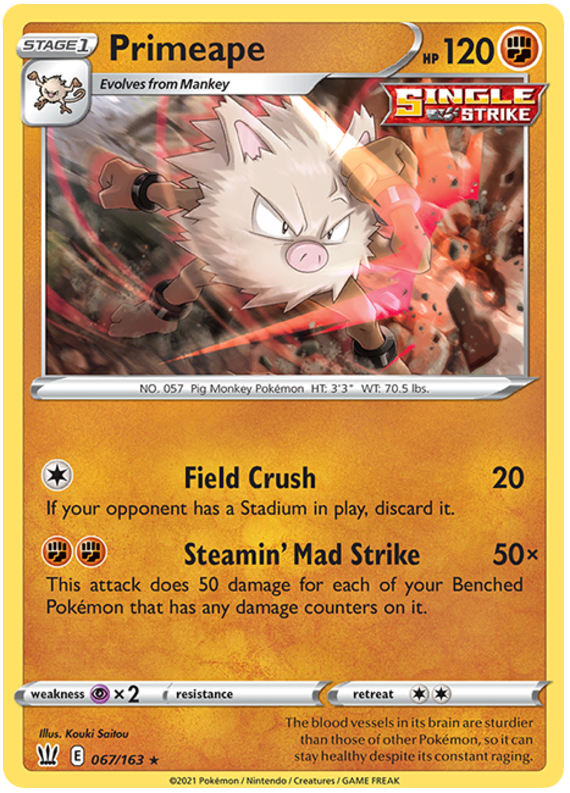 Primeape (067/163) [Sword & Shield: Battle Styles] | Good Games Cannington