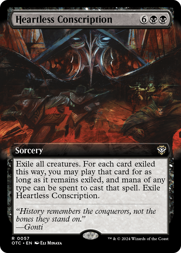 Heartless Conscription (Extended Art) [Outlaws of Thunder Junction Commander] | Good Games Cannington