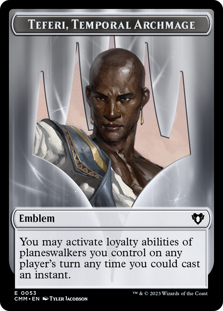 Clue // Emblem - Teferi, Temporal Archmage Double-Sided Token [Commander Masters Tokens] | Good Games Cannington
