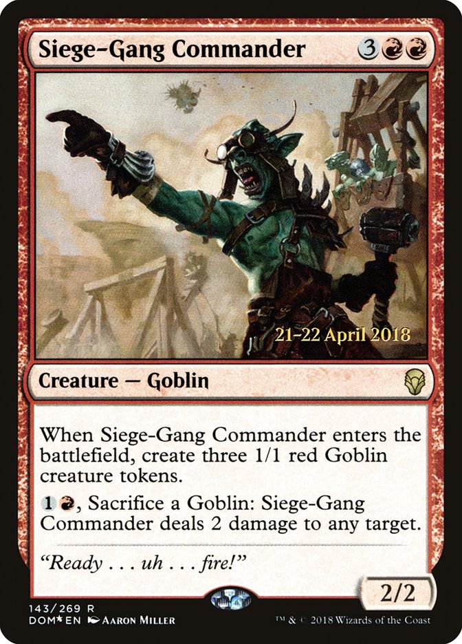Siege-Gang Commander [Dominaria Prerelease Promos] | Good Games Cannington