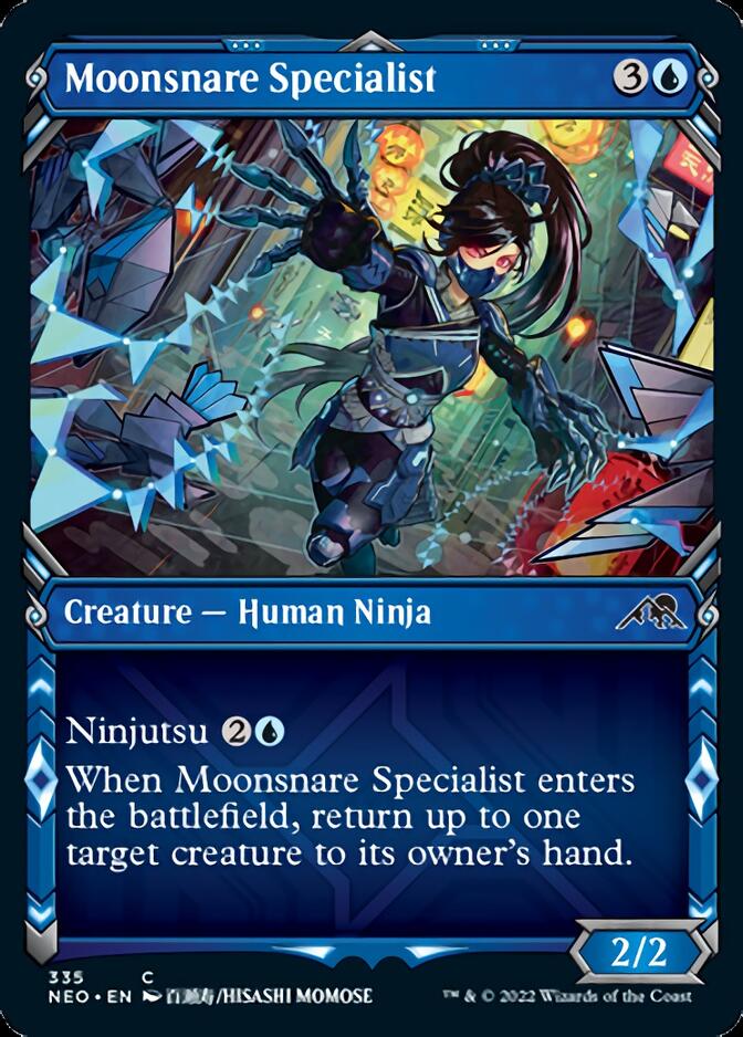 Moonsnare Specialist (Showcase Ninja) [Kamigawa: Neon Dynasty] | Good Games Cannington