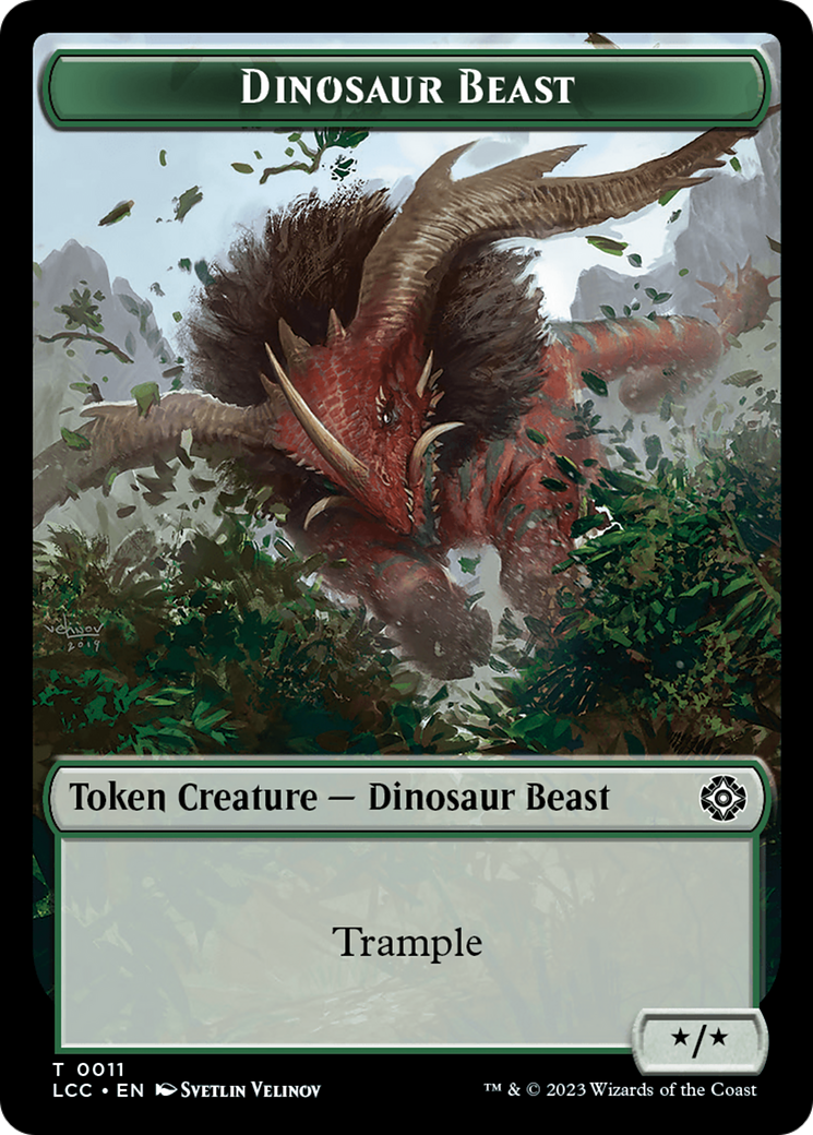 Dinosaur Beast // Dinosaur Double-Sided Token [The Lost Caverns of Ixalan Commander Tokens] | Good Games Cannington