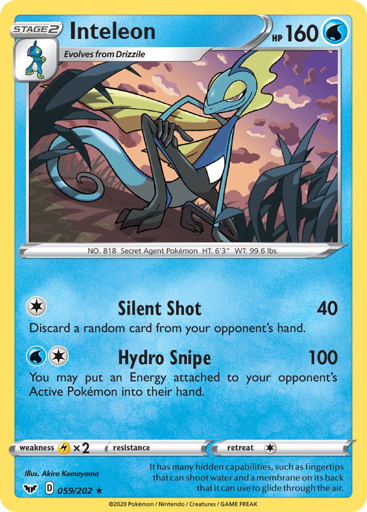 Inteleon (059/202) (Cracked Ice Holo) (Theme Deck Exclusive) [Sword & Shield: Base Set] | Good Games Cannington