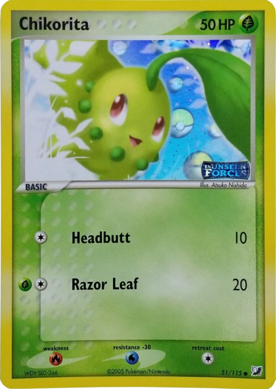 Chikorita (51/115) (Stamped) [EX: Unseen Forces] | Good Games Cannington