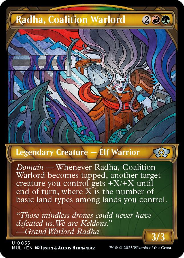 Radha, Coalition Warlord 55/65 (March of the Machine: Multiverse Legends)  - Showcase Foil | Good Games Cannington
