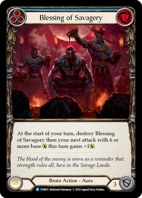 Blessing of Savagery (Blue) [DYN015] (Dynasty)  Rainbow Foil | Good Games Cannington