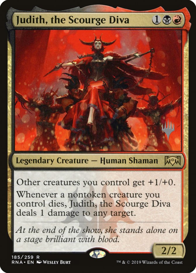 Judith, the Scourge Diva (Promo Pack) [Ravnica Allegiance Promos] | Good Games Cannington