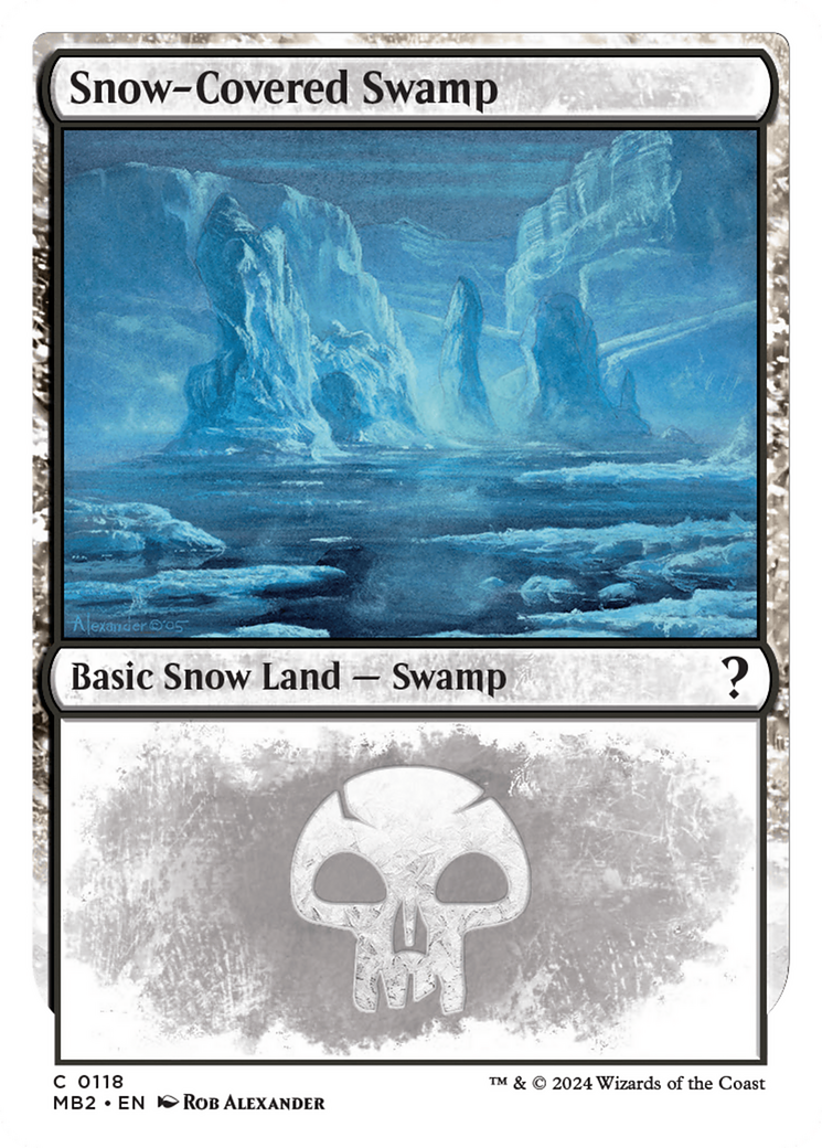 Snow-Covered Swamp (White Border) [Mystery Booster 2] | Good Games Cannington