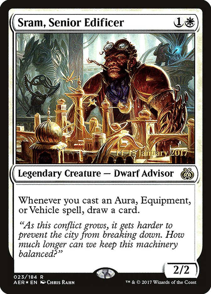 Sram, Senior Edificer [Aether Revolt Prerelease Promos] | Good Games Cannington