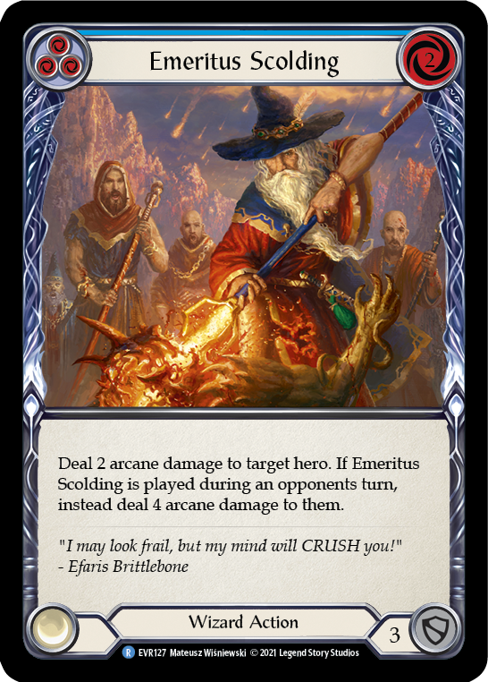 Emeritus Scolding (Blue) [EVR127] (Everfest)  1st Edition Rainbow Foil | Good Games Cannington