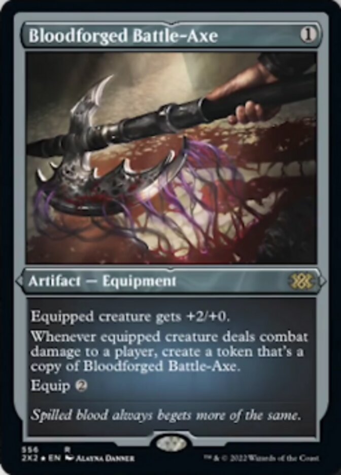 Bloodforged Battle-Axe (Foil Etched) [Double Masters 2022] | Good Games Cannington