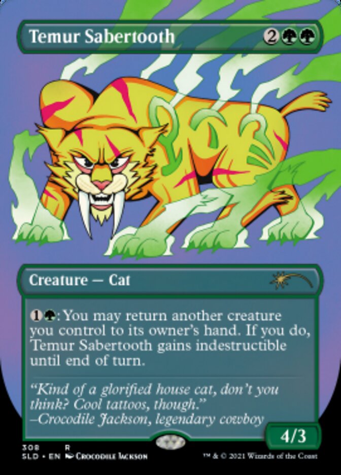 Temur Sabertooth (Borderless) [Secret Lair Drop Series] | Good Games Cannington