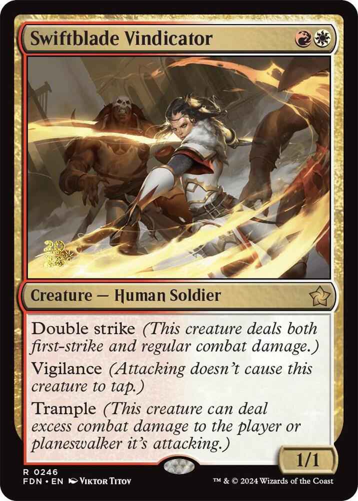 Swiftblade Vindicator FDN 246s/101 (Prerelease Cards)  - Foil | Good Games Cannington