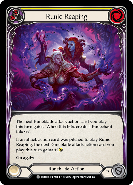 Runic Reaping (Yellow) [DYN186] (Dynasty)  Rainbow Foil | Good Games Cannington