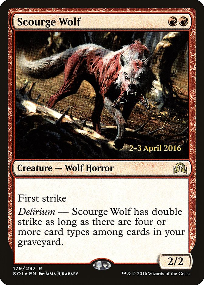 Scourge Wolf [Shadows over Innistrad Prerelease Promos] | Good Games Cannington