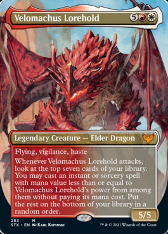 Velomachus Lorehold (Borderless Alternate Art) [Strixhaven: School of Mages] | Good Games Cannington