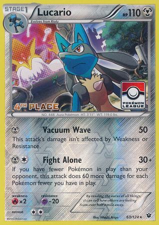 Lucario (63/124) (League Promo 4th Place) [XY: Fates Collide] | Good Games Cannington