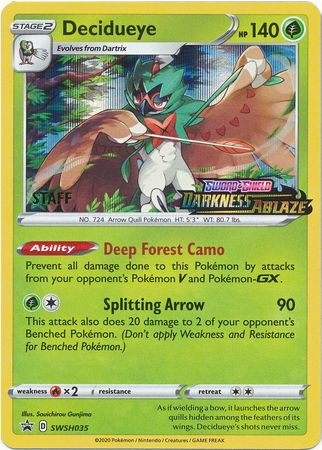 Decidueye (SWSH035) (Staff Prerelease Promo) [Sword & Shield: Black Star Promos] | Good Games Cannington