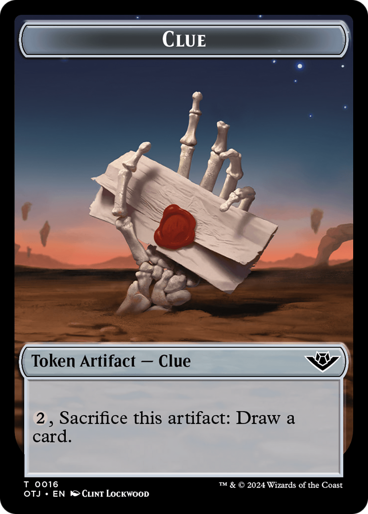 Mercenary // Clue Double-Sided Token [Outlaws of Thunder Junction Tokens] | Good Games Cannington