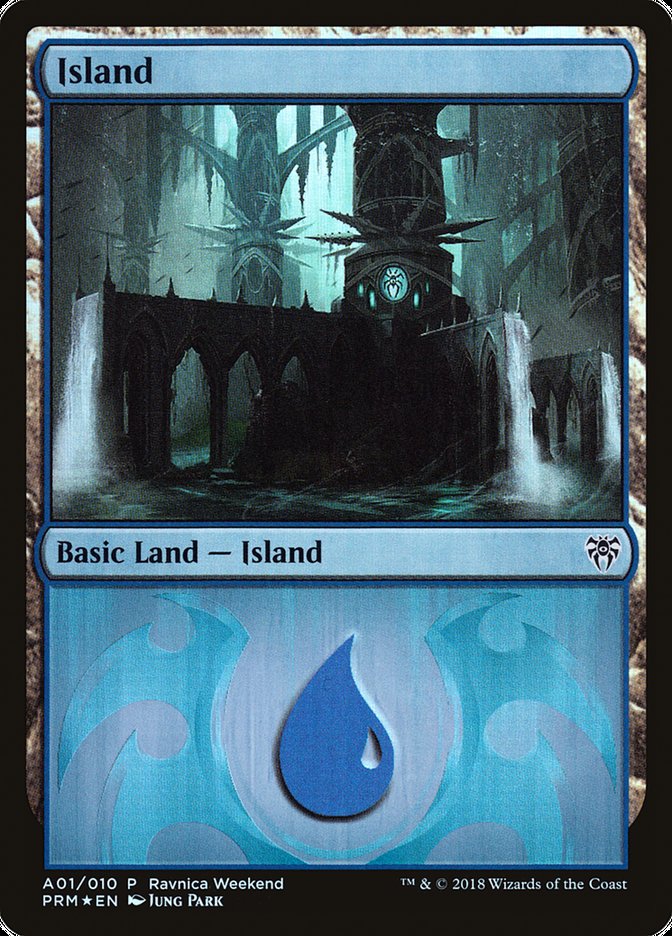 Island (A01) [Ravnica Allegiance Ravnica Weekend] | Good Games Cannington
