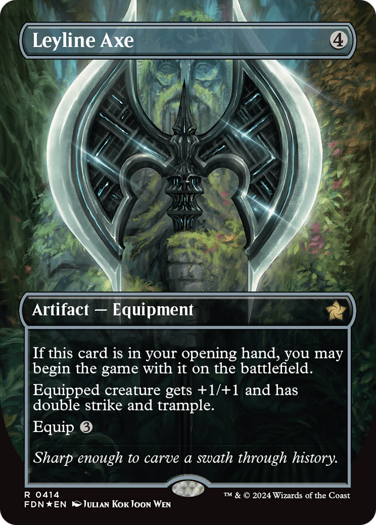 Leyline Axe (Borderless) (Mana Foil) [Foundations] | Good Games Cannington