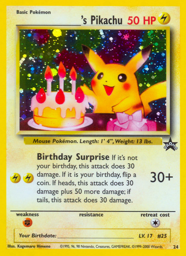 _____'s Pikachu (24) (Birthday Pikachu) [Wizards of the Coast: Black Star Promos] | Good Games Cannington