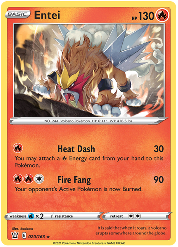 Entei (020/163) [Sword & Shield: Battle Styles] | Good Games Cannington
