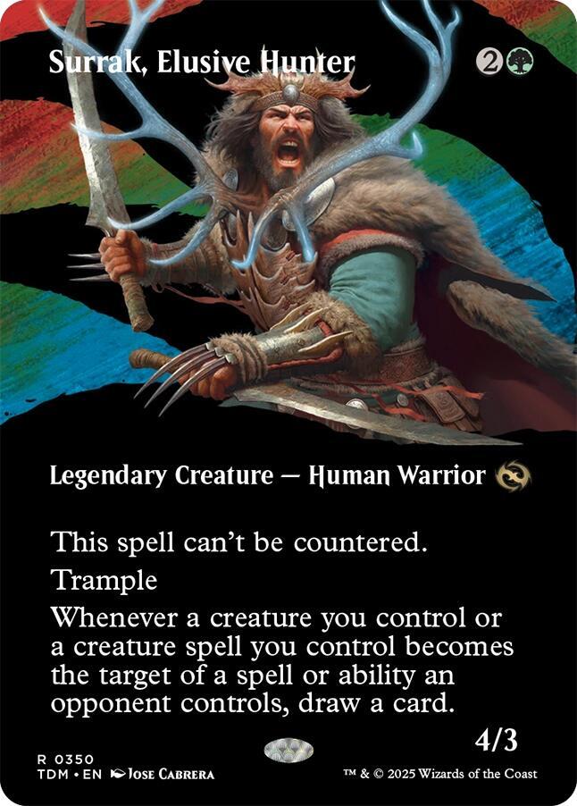 Surrak Elusive Hunter Borderless 350 (Tarkir: Dragonstorm)  - Borderless Foil | Good Games Cannington