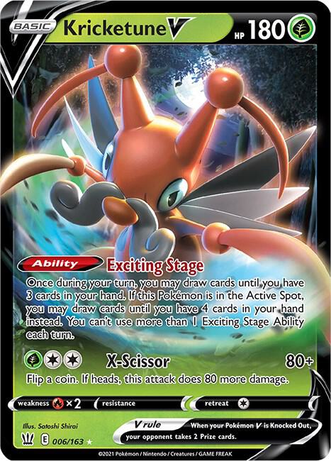 Kricketune V 006/163 (SWSH05: Battle Styles)  - Holofoil | Good Games Cannington