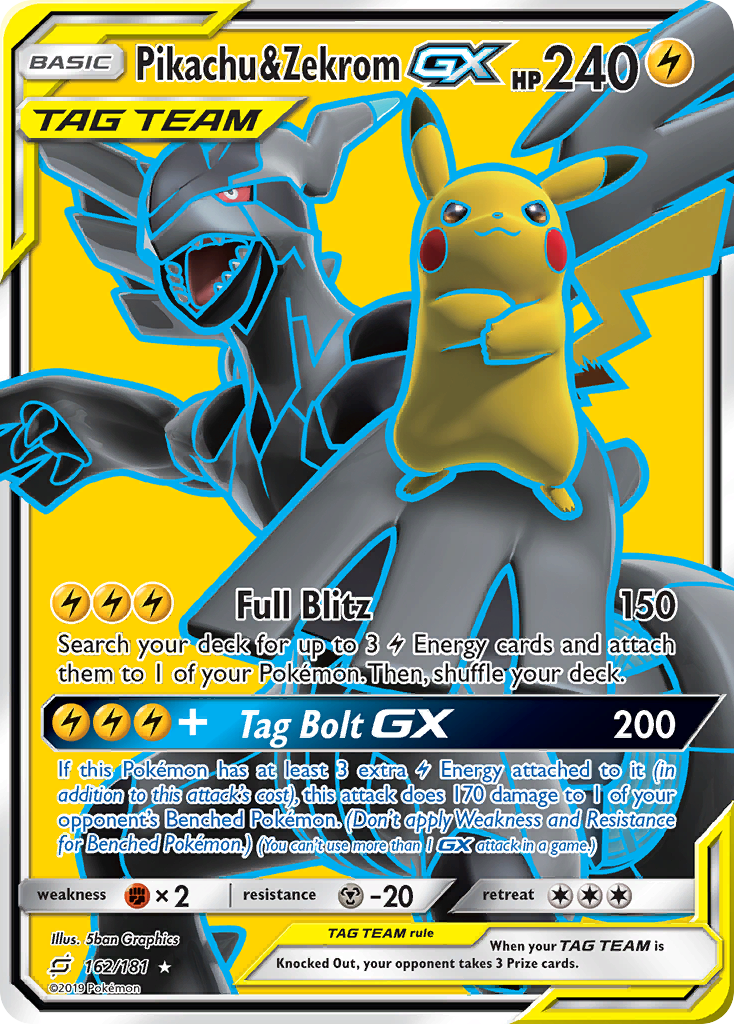 Pikachu & Zekrom GX (162/181) [Sun & Moon: Team Up] | Good Games Cannington