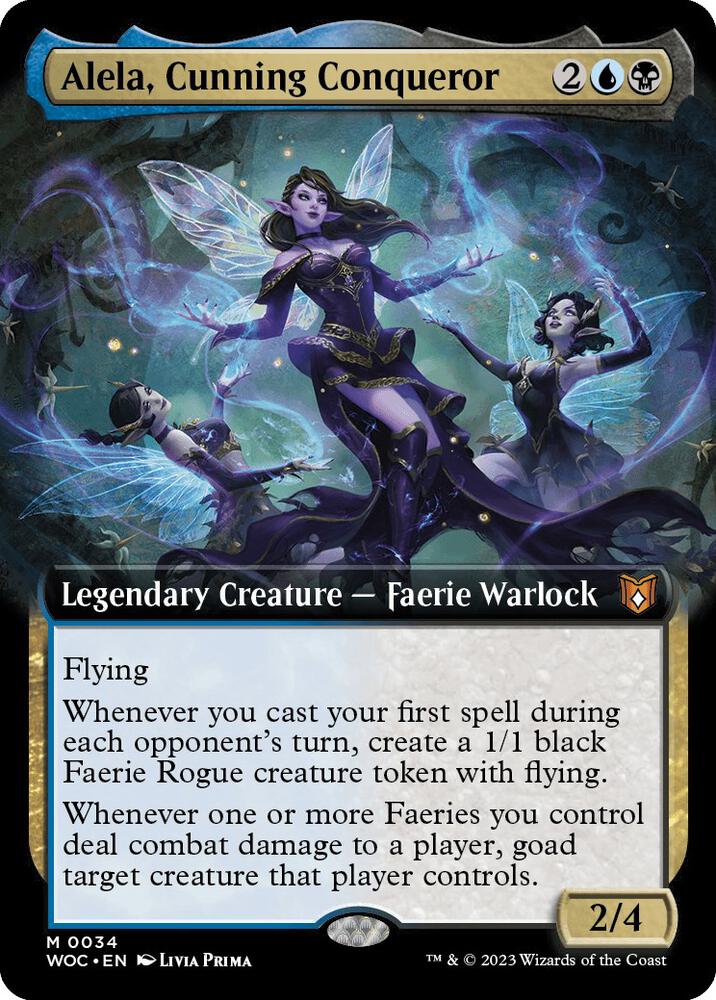 Alela, Cunning Conqueror 34/173 (Commander: Wilds of Eldraine)  - Extended Art Foil | Good Games Cannington
