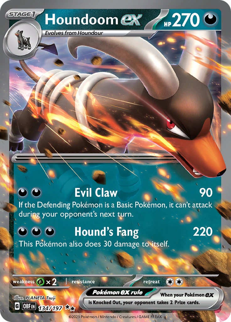 Houndoom ex (134/197) [Scarlet & Violet: Obsidian Flames] | Good Games Cannington