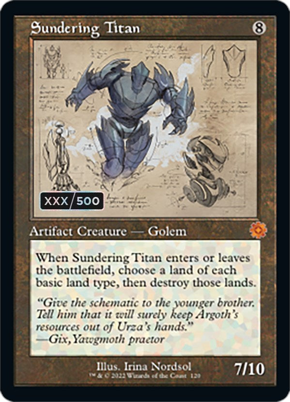 Sundering Titan (Retro Schematic) (Serialized) [The Brothers' War Retro Artifacts] | Good Games Cannington