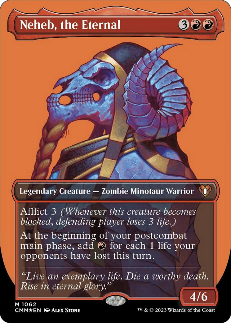 Neheb, the Eternal (Borderless Textured Foil Frame Break) [Commander Masters] | Good Games Cannington