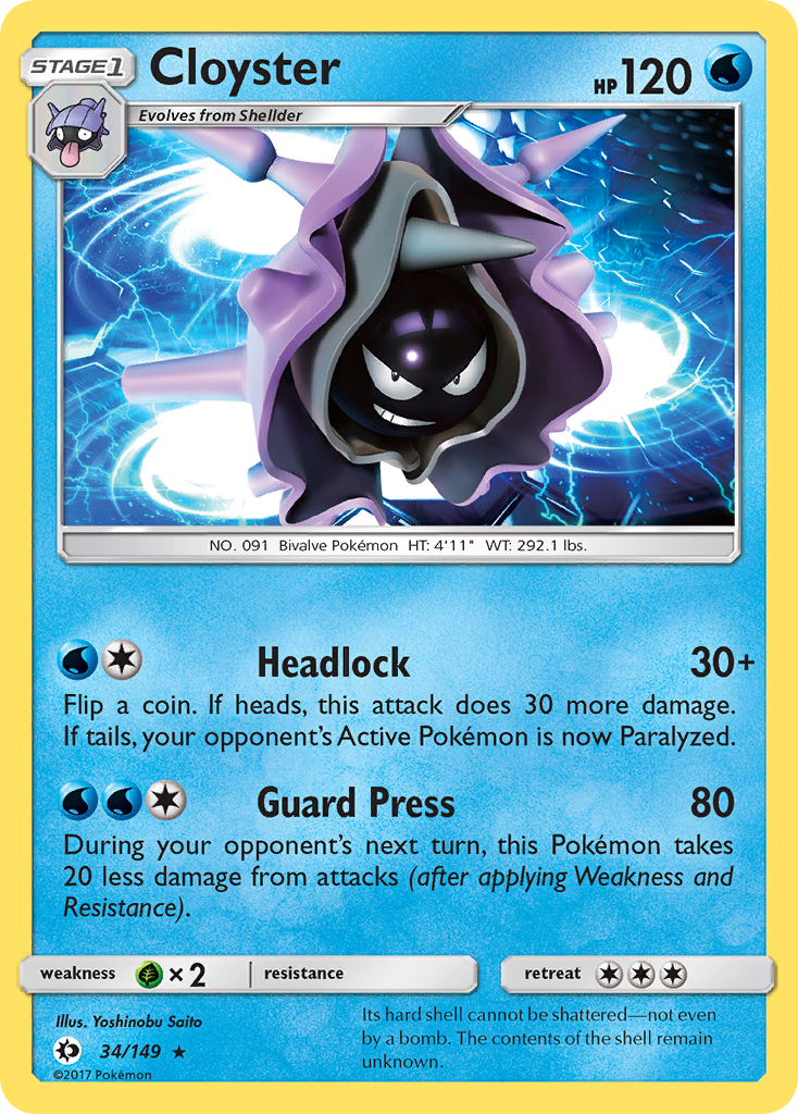 Cloyster (34/149) [Sun & Moon: Base Set] | Good Games Cannington