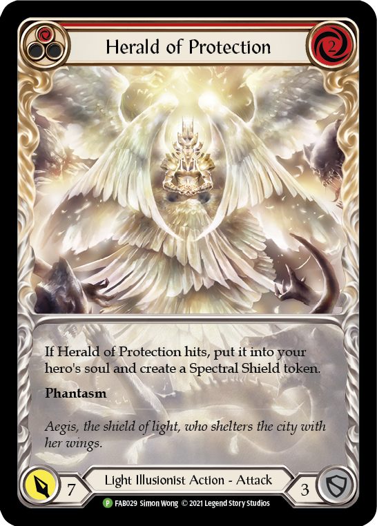 Herald of Protection (Red Extended Art) [FAB029] (Promo)  Rainbow Foil | Good Games Cannington