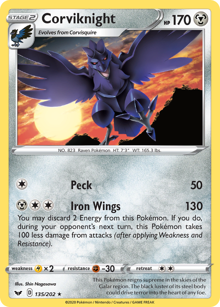 Corviknight (135/202) [Sword & Shield: Base Set] | Good Games Cannington