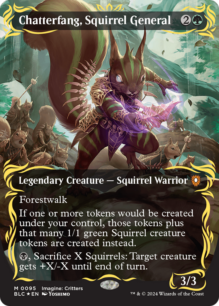 Chatterfang, Squirrel General (Borderless) (Raised Foil) [Bloomburrow Commander] | Good Games Cannington