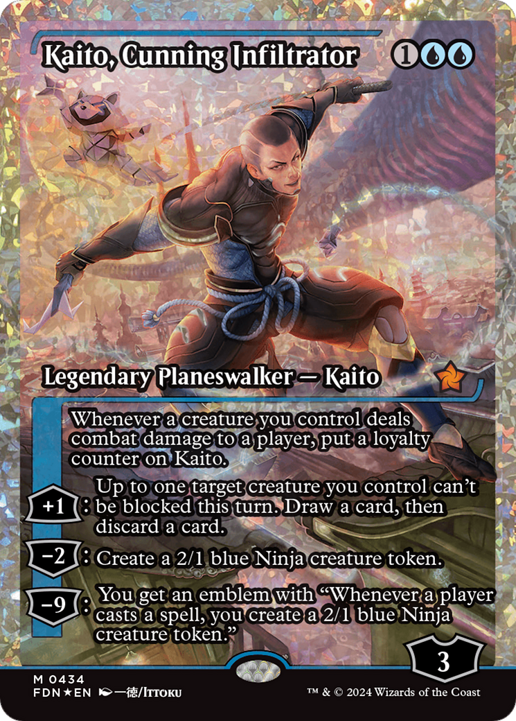 Kaito, Cunning Infiltrator (Showcase) (Frature Foil) [Foundations] | Good Games Cannington