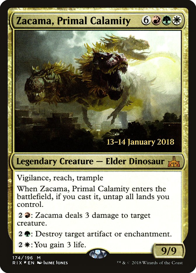 Zacama, Primal Calamity [Rivals of Ixalan Prerelease Promos] | Good Games Cannington