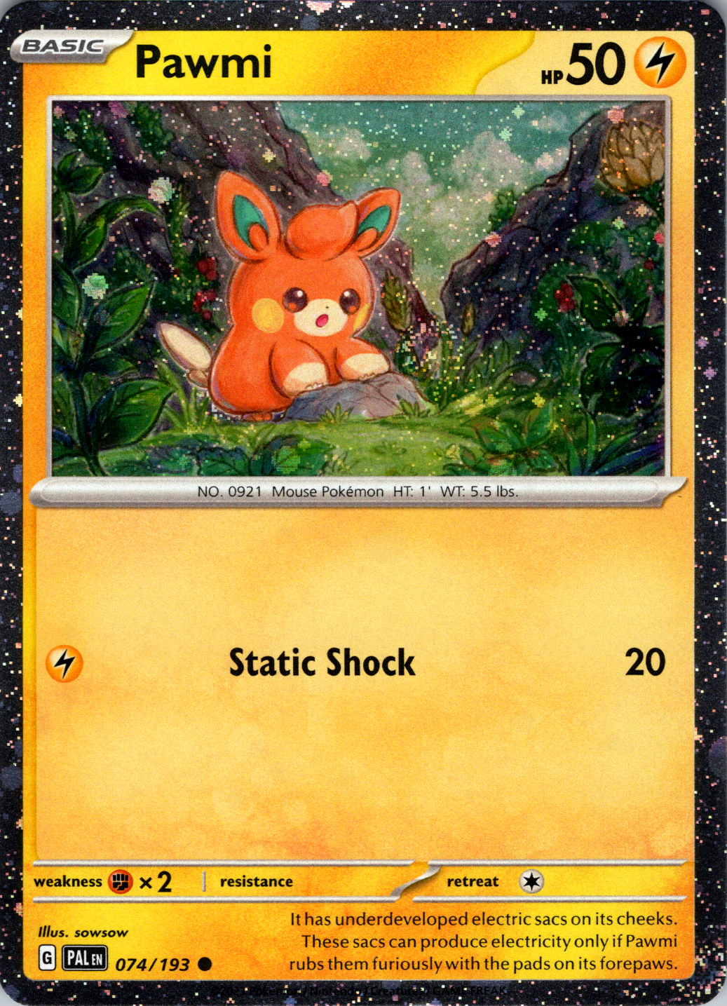 Pawmi (074/193) (Cosmo Foil) [Scarlet & Violet: Paldea Evolved] | Good Games Cannington